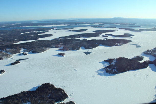 Many areas among Maine's islands were totally iced over.